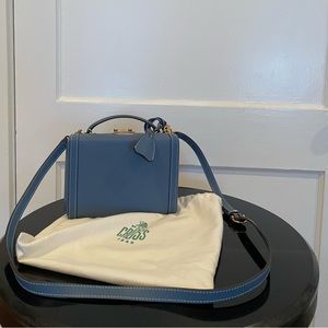 Mark Cross, Grace Box Bag in light blue. Like new.